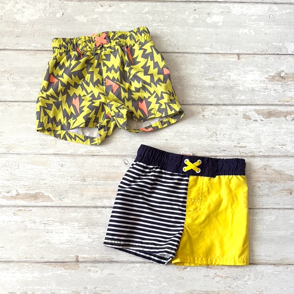 Boys 18m Swim Trunks Cat & Jack Brand 2 Pair Swimsuits Swimming Summer Bundle